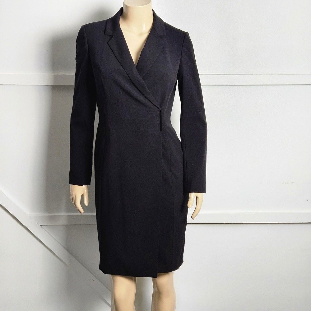 Calvin Klein Womens Black Blazer Dress Wrap Front Long Sleeve 6